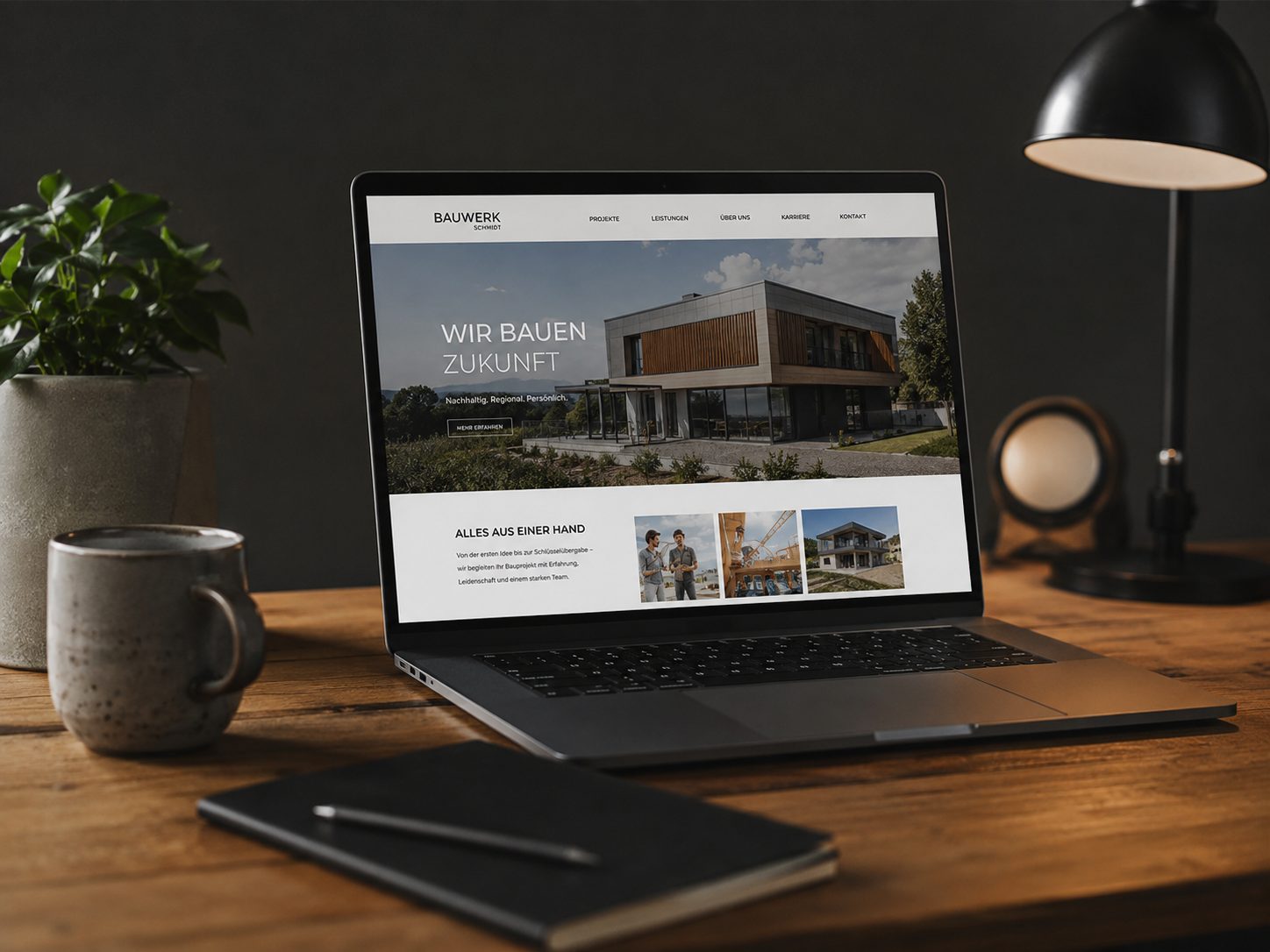 Moderne Website auf einem Laptop